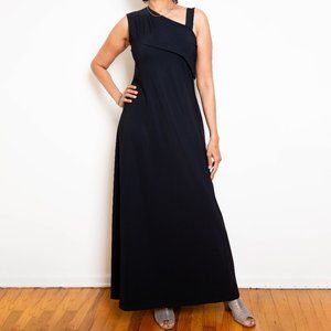 Sarah Pacini Black Polyamide long Asymmetric Dress, Size 1 (US 6)